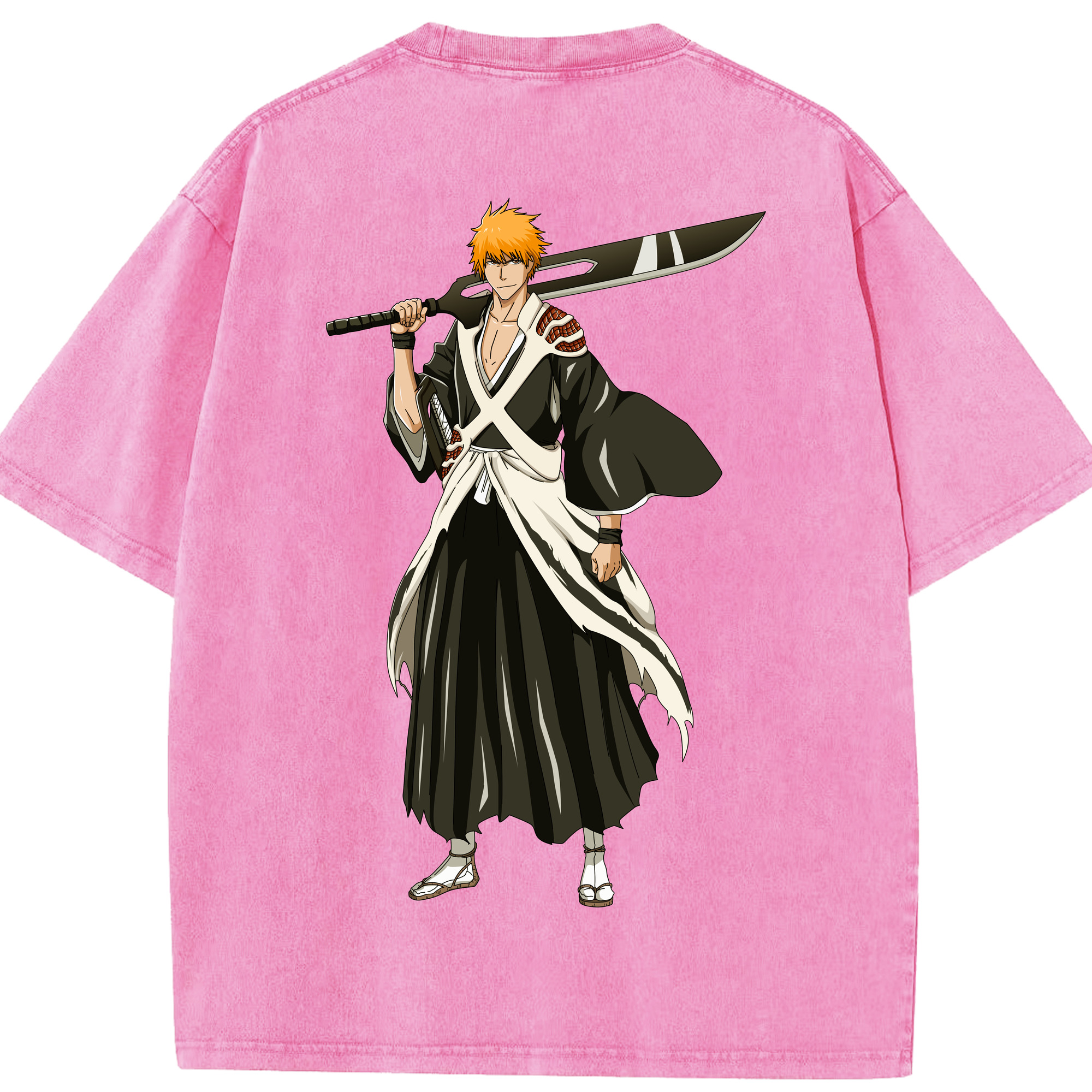 （画像用） ブリーチ 黒崎一護（くろさき いちご）BLEACH Kurosaki Ichigo 綿100% ヴィンテージ風 半袖Tシャツ（背面プリント）